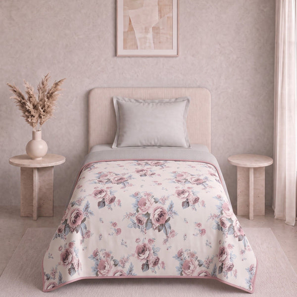 Easysnug Microfiber Single Dohar / All Season AC Blanket - Vintage Rose