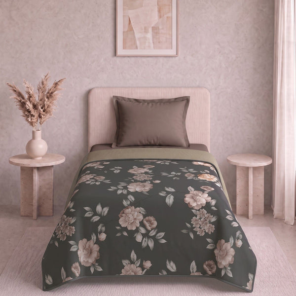 Easysnug Microfiber Single Dohar / All Season AC Blanket - Midnight Bloom