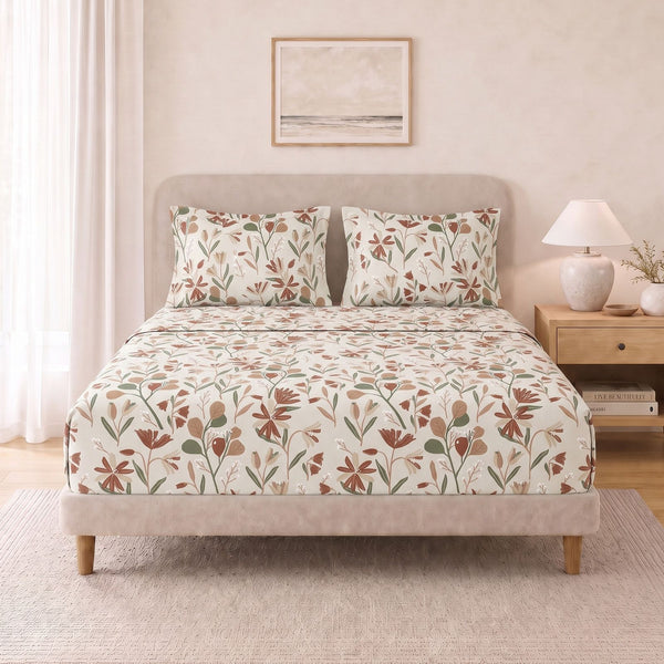 Cotton Double Flat Bedsheet  - Botanical Dreams
