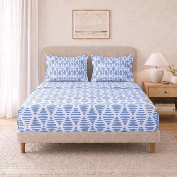 Cotton Double Flat Bedsheet  - Pebble Drift