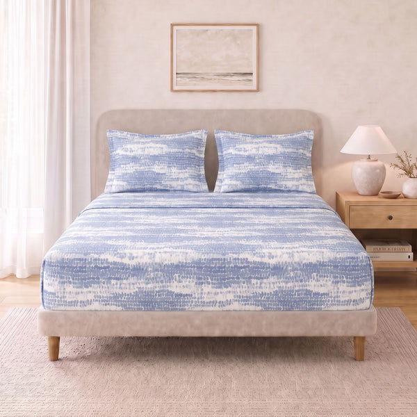 Cotton Double Flat Bedsheet  - Serene Cascade