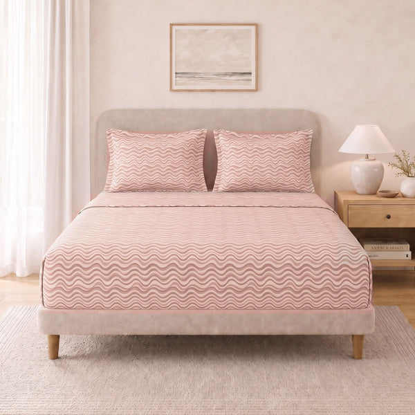 Cotton Double Flat Bedsheet  - Wave Drift