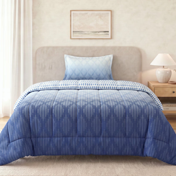 100% Cotton Single Bed In A Bag -  Ombre Bliss- 1 Single Bedsheet (60 in x 90 in) + 1 Comforter (60 in x 90 in) + 1 Pillow Cover (46 cm x 69 cm)
