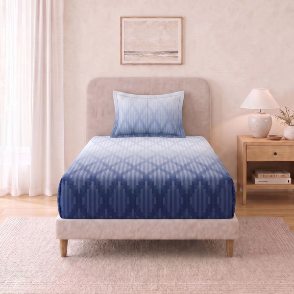Cotton Single Flat Bedsheet with 1 Pillow Cover - Ombre Bliss