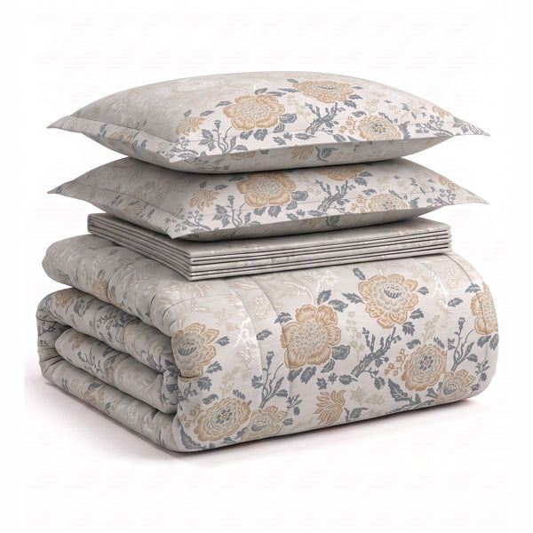 Serenity 100% Cotton King Bed In A Bag - Floral Tide