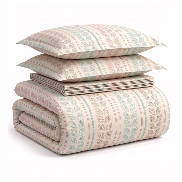 Serenity 100% Cotton King Bed In A Bag - Nordic Leaves