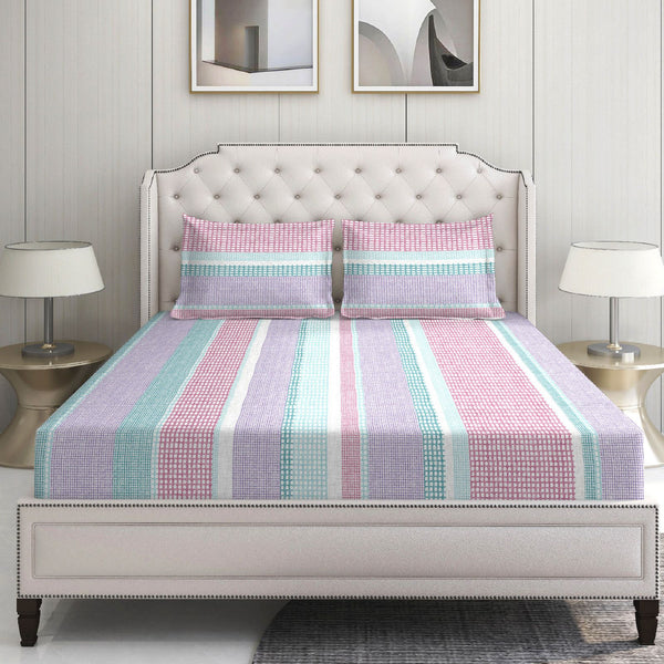 Serenity 100% Cotton Fitted Bedsheet  - Mosaic Flow