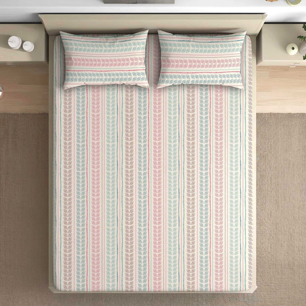 Serenity 100% Cotton Bedsheet  - Nordic Leaves