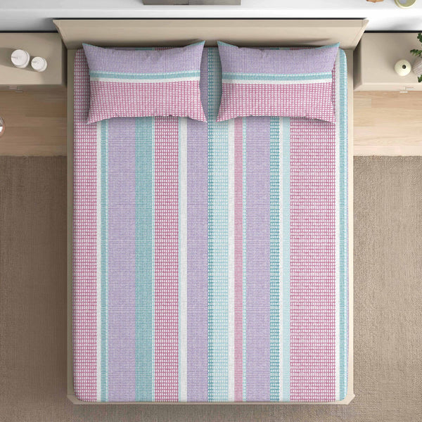 Serenity 100% Cotton Fitted Bedsheet  - Mosaic Flow