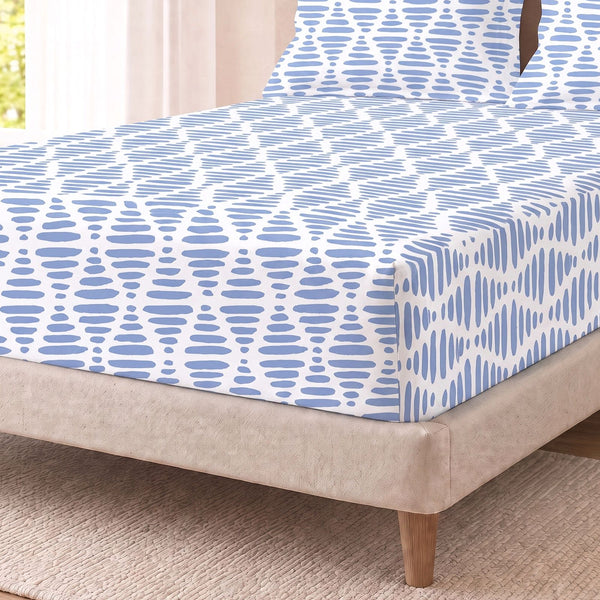 Cotton Double Flat Bedsheet  - Pebble Drift