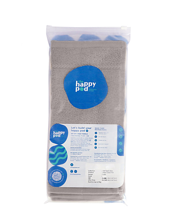 Premium Bamboo Cotton Luxe Face Towel, 530 GSM, Pack of 4