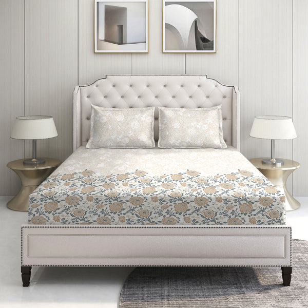 Serenity 100% Cotton King Bed In A Bag - Floral Tide - 1 King Bedsheet (108 in x 108 in) + 1 Double Comforter (90 in x 100 in) + 2 Pillow Covers (46 cm x 69 cm)