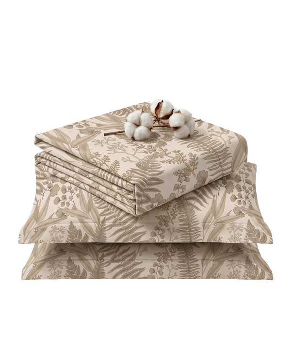 Essenza Cotton satin Double / King Bedsheet set  - Garden Weave
