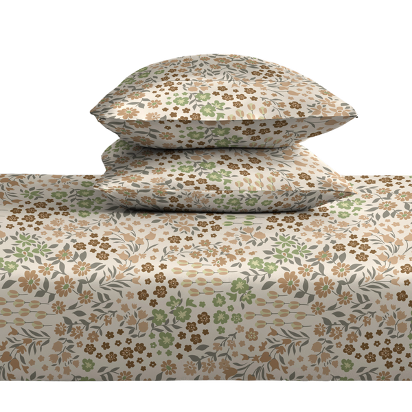 Serenity 100% Cotton Bedsheet with 2 Pillow Covers - Bloom Whisper