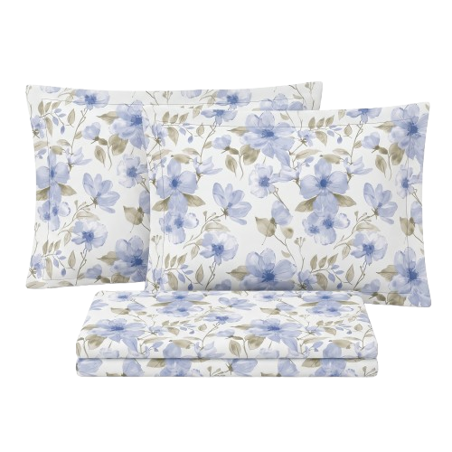 Cotton Double Flat Bedsheet  - Floral Mist