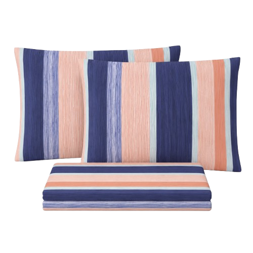 Cotton Double Flat Bedsheet  - Nautical Stripes