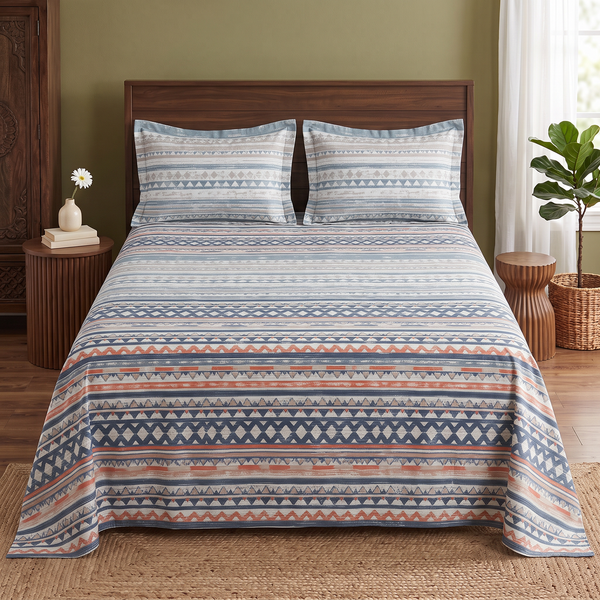 Essenza Cotton satin Double / King Bedsheet set  - Mystic Pyramid