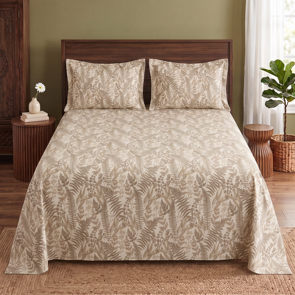 Essenza Cotton satin Double / King Bedsheet set  - Garden Weave