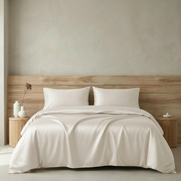 Softessence 100% Cotton Satin King Fitted Sheet Set — Sandshell