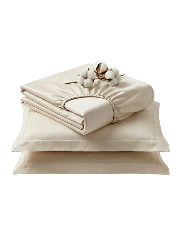 Softessence 100% Cotton Satin King Fitted Sheet Set — Sandshell