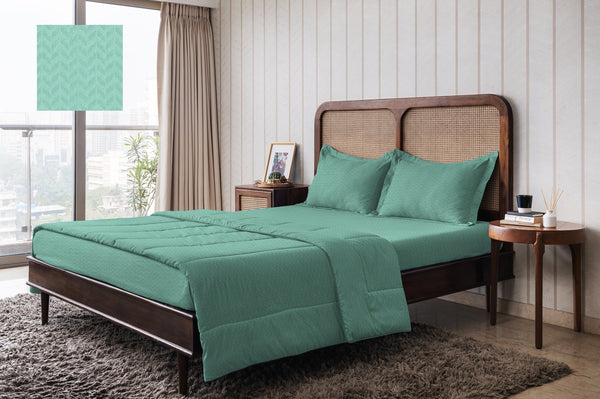 EasySnug Emboss Chevron Microfiber Double Bed In A Bag - 1 Double Bedsheet (90 in x 100 in) + 1 Comforter (90 in x 100 in) + 2 Pillow Covers (46 cm x 69 cm)