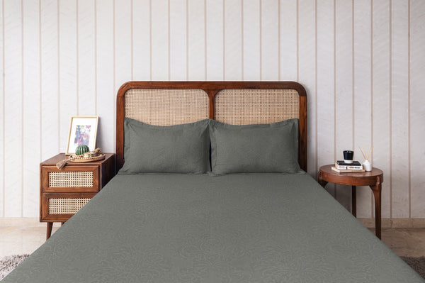 Easysnug Microfiber Damask Double Flat Bedsheet