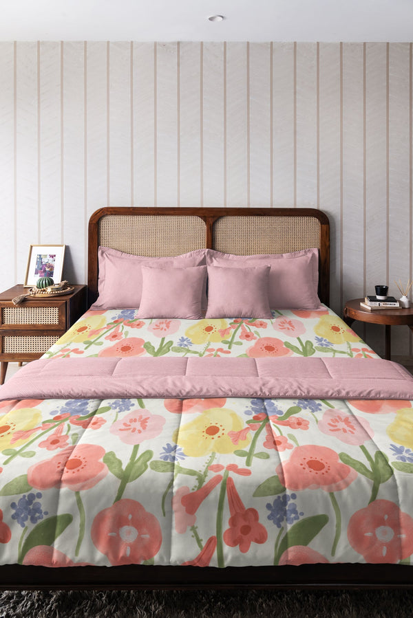 EasySnug Microfiber Double Bed In A Bag - Floral Sunshine