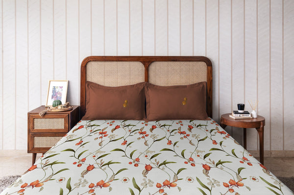 Easysnug Microfiber Double Flat Bedsheet - Cherry Blossom