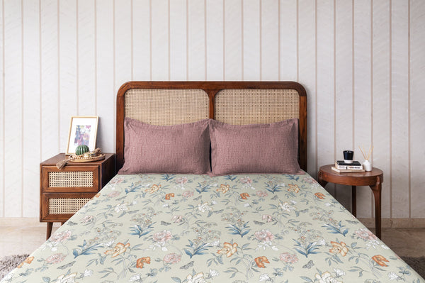 Easysnug Microfiber Double Flat Bedsheet - Dusky Petals