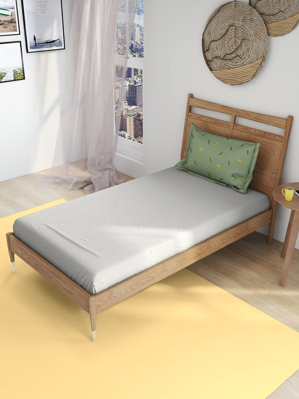 EasySnug Microfiber Single Flat Bedsheet with 1 Pillow Cover - Twilight Garden