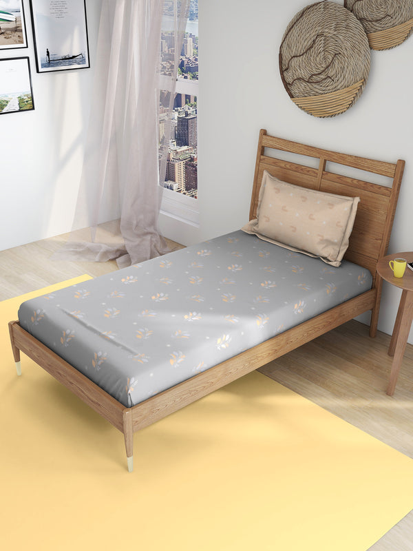 EasySnug Microfiber Single Flat Bedsheet with 1 Pillow Cover - Petal Harmony