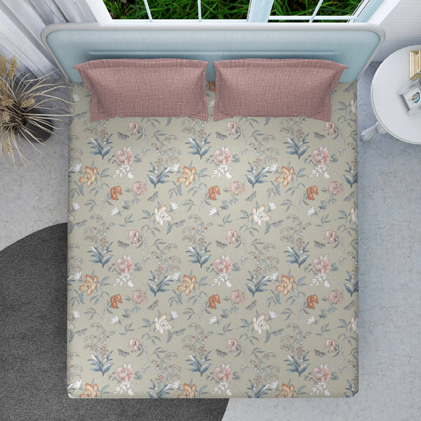 Easysnug Microfiber Double Flat Bedsheet - Dusky Petals