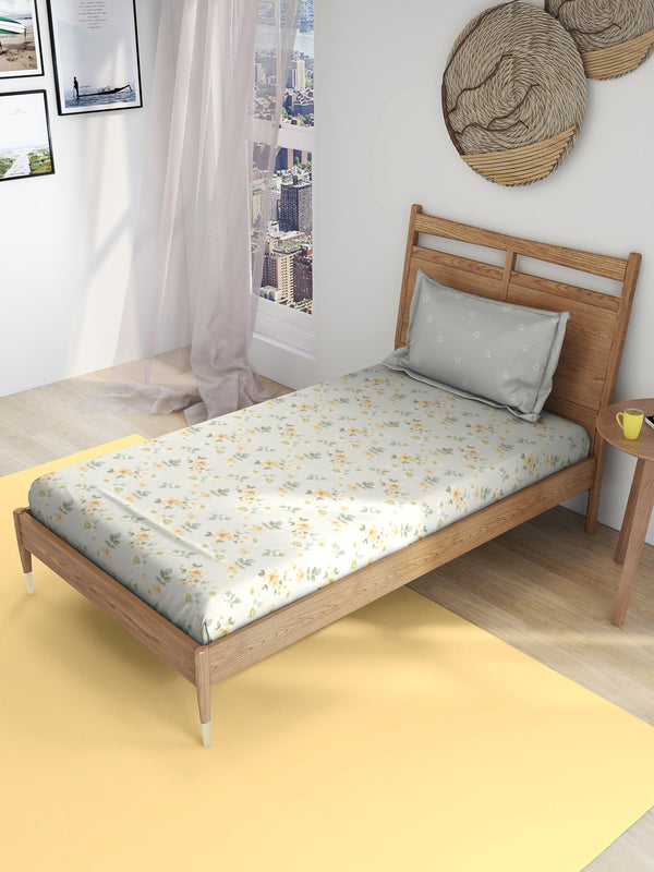 EasySnug Microfiber Single Flat Bedsheet with 1 Pillow Cover - Lush Serenity