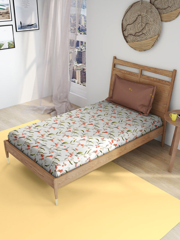 EasySnug Microfiber Single Flat Bedsheet with 1 Pillow Cover - Cherry Blossom