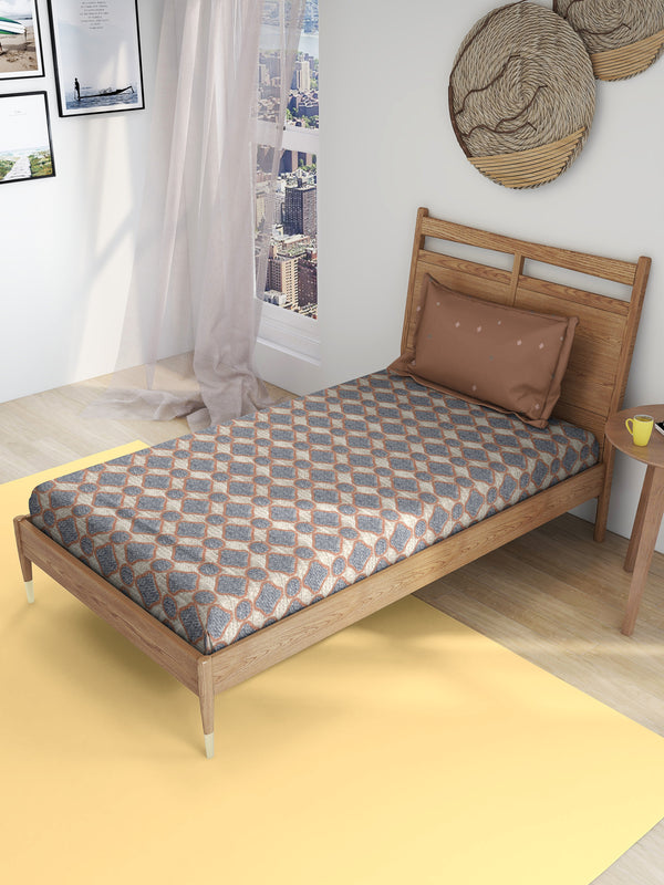 EasySnug Microfiber Single Flat Bedsheet with 1 Pillow Cover - Modern Mosaic