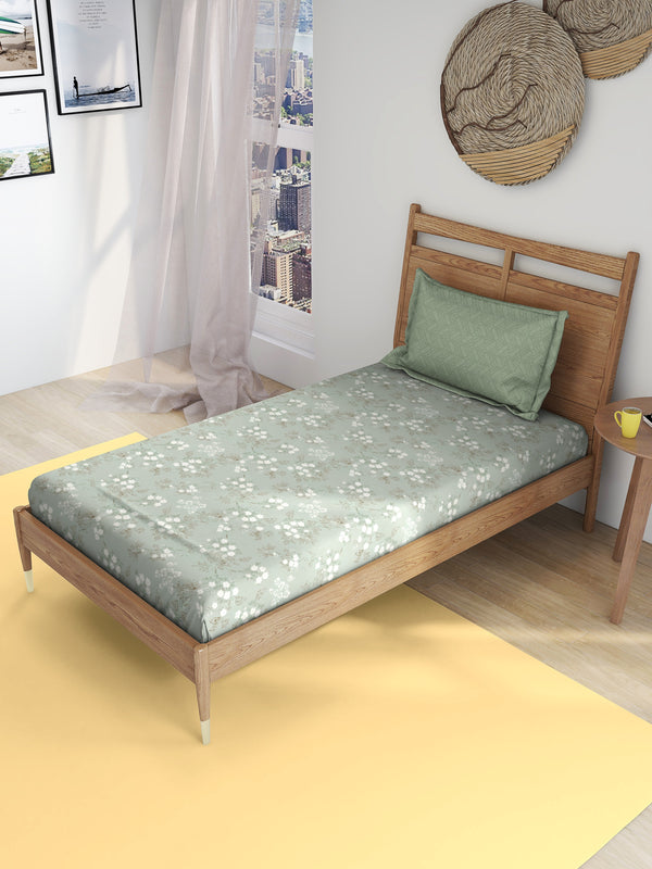 EasySnug Microfiber Single Flat Bedsheet with 1 Pillow Cover - Forest Whispers