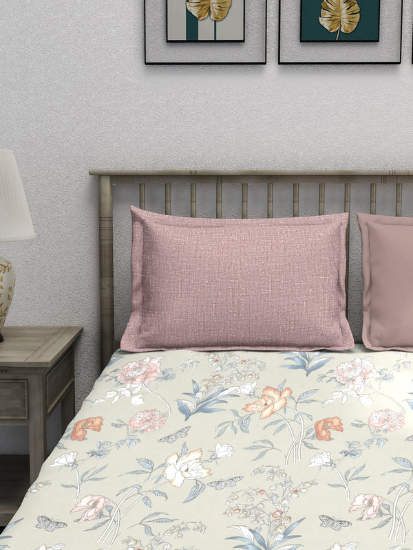EasySnug Microfiber Single Flat Bedsheet with 1 Pillow Cover - Dusky Petals