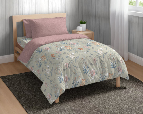 Easysnug 100% Microfiber Single Bed In A Bag - Dusky Petals