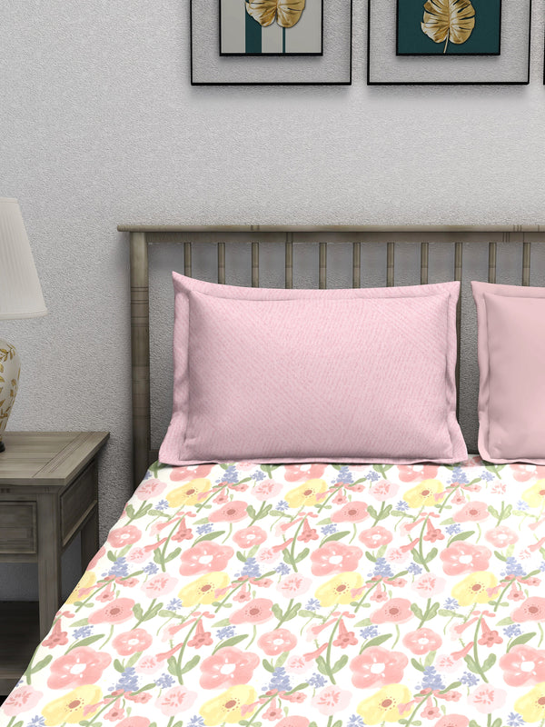 EasySnug Microfiber Single Flat Bedsheet with 1 Pillow Cover - Floral Sunshine