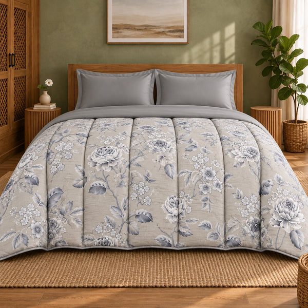 Essenza Reversible Cotton Satin Double Comforter - Garden Symphony