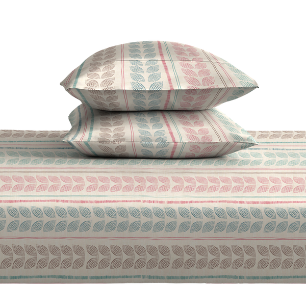 Serenity 100% Cotton Bedsheet with 2 Pillow Covers - Nordic Leaves